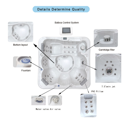 SAA-Genehmigung 4 Personen Whirlpool Balboa Steuerungssystem mit Acryl-Massagepumpe