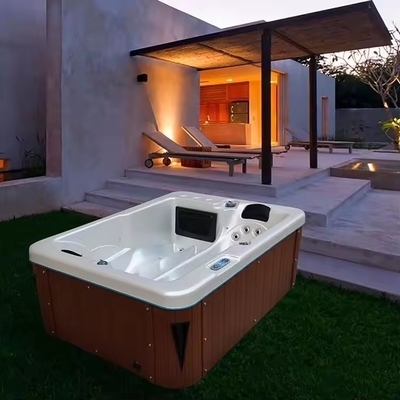 Garten-Whirlpools mit 2 Wohnräumen für Familie Außenmassage Spa-Pools Freistehende Badewannen mit LED-Licht