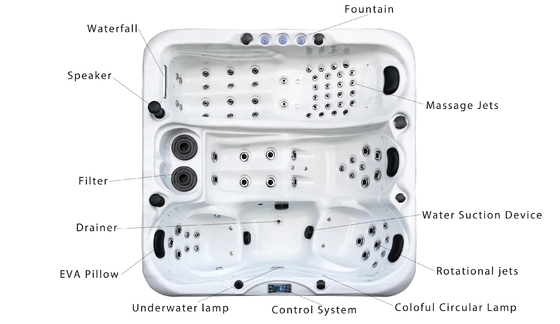 Luxus-Garten-Whirlpool für 4 Personen Erwachsene Acryl-Spas Bad Whirlpool mit Massage-Funktion für den Außenbereich