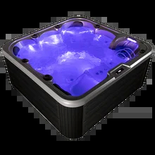 Halb gesunkene einfache moderne 8-Personen-SPA Whirlpool Badewanne in weißem Marmor